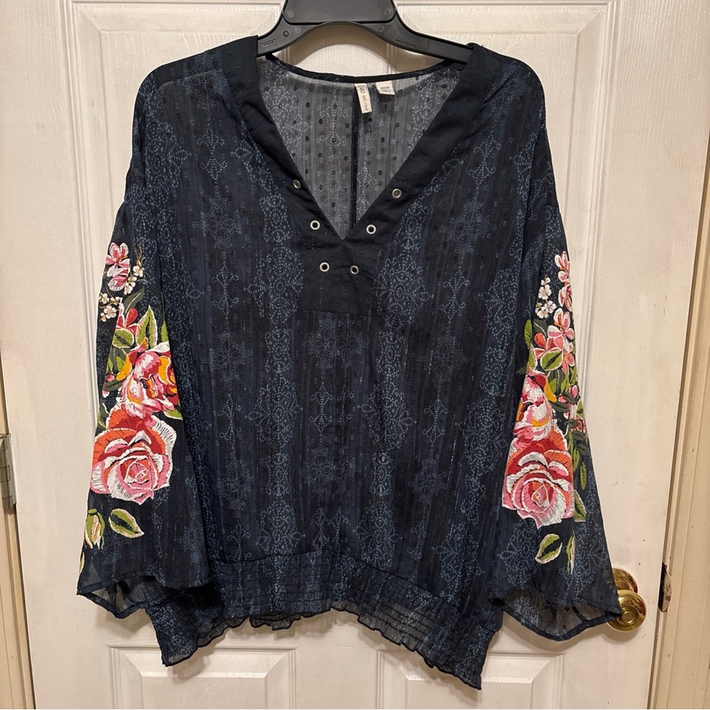 Floral Embroidered Women's Top